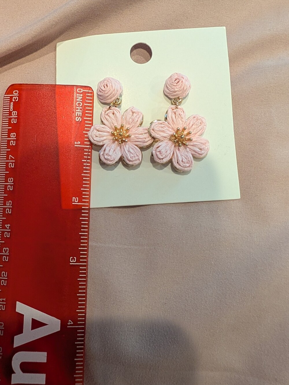 NWT Pink Woven Rose Drop Earrings🌸
